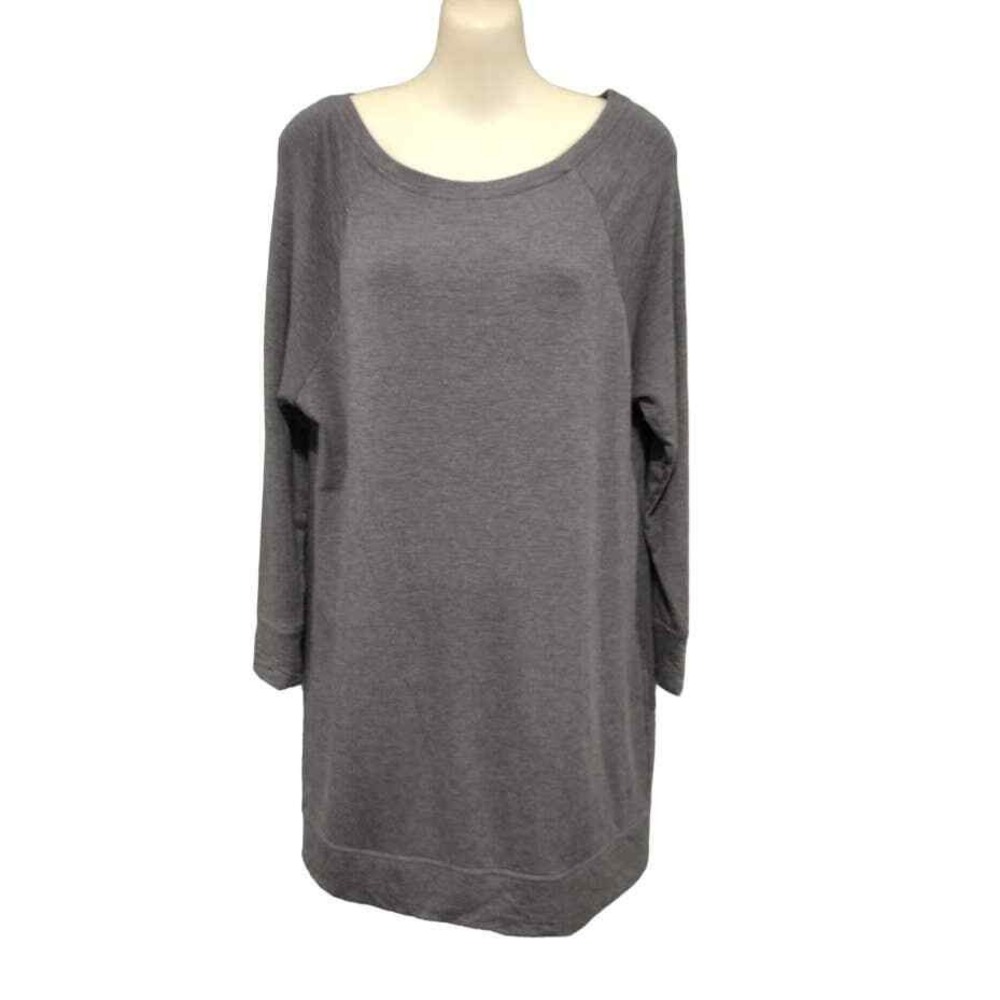 LOFT Outlet Lounge Long Sleeve Fleece‎ Sleep Tunic, Gray, Size S